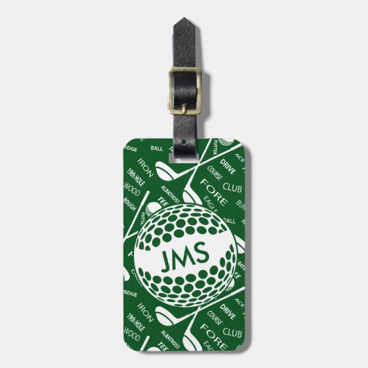 Monogrammed Pattern voor de Golfer Bagagelabel (Voorkant verticaal)