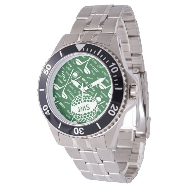 Monogrammed Pattern voor de Golfer Horloge (Gekanteld)