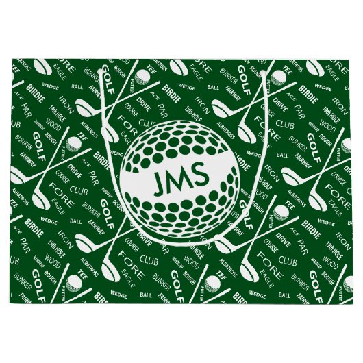 Monogrammed Pattern voor de Golfer Large Cadeautasje (Voorkant)