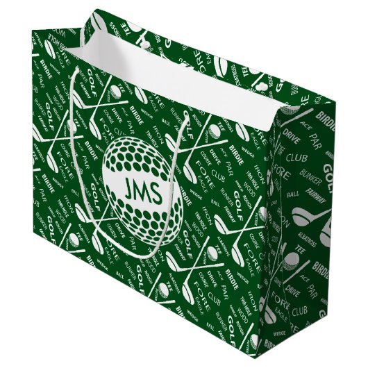 Monogrammed Pattern voor de Golfer Large Cadeautasje (Voorkant Gekanteld)