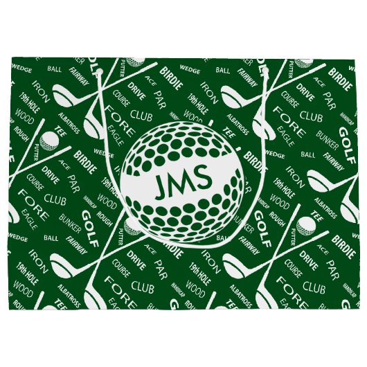 Monogrammed Pattern voor de Golfer Large Cadeautasje (Achterkant)