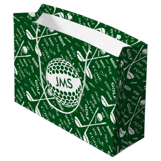 Monogrammed Pattern voor de Golfer Large Cadeautasje (Achterkant Gekanteld)