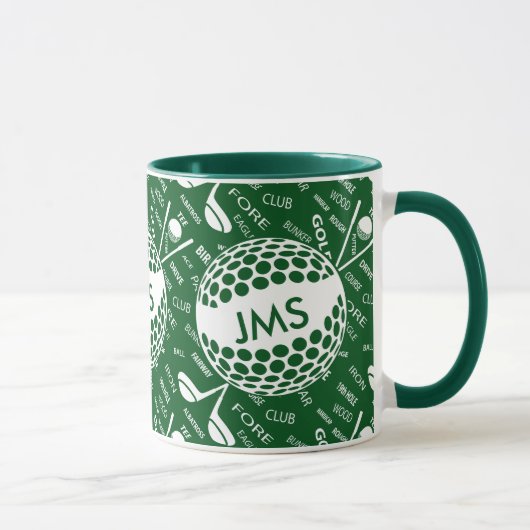 Monogrammed Pattern voor de Golfer Mok (Rechts)