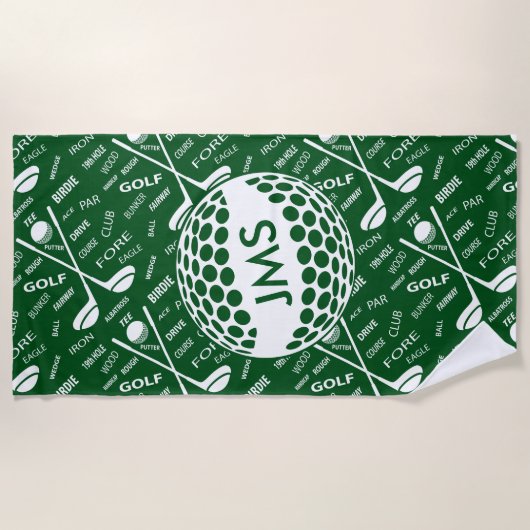Monogrammed Pattern voor de Golfer Strandlaken (Voorkant)