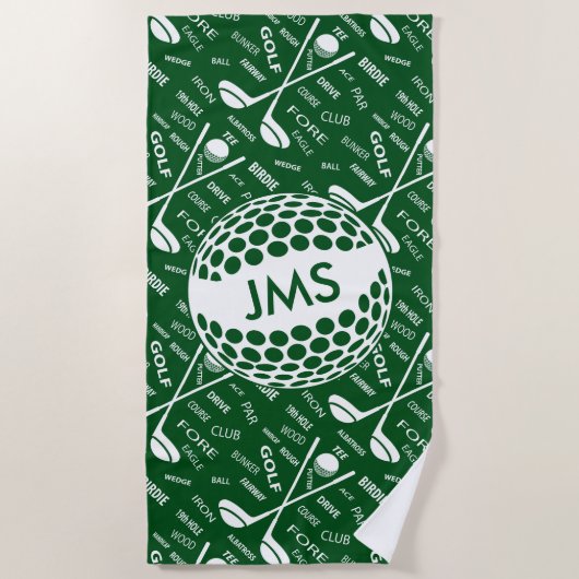 Monogrammed Pattern voor de Golfer Strandlaken (Voorkant)