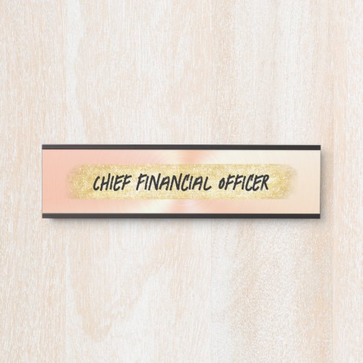 Monogrammed Peach en Gold Business | Deurbordje (Voorkant)