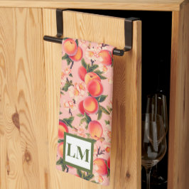 Monogrammed Peachy Waterverf Bliss, Perzik thema Theedoek