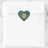 Monogrammed Peacock Blauwgroen Wedding Hart Sticker (Tas)