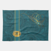 Monogrammed Peacock voor de Keuken Theedoek (Horizontaal)