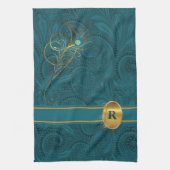 Monogrammed Peacock voor de Keuken Theedoek (Verticaal)