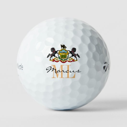 Monogrammed Pennsylvania Flag & Pennsylvania, Vere Golfballen (Voorkant)