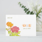 Monogrammed Peony Wedding RSVP Kaart (Staand voorkant)