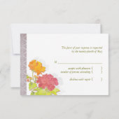 Monogrammed Peony Wedding RSVP Kaart (Achterkant)