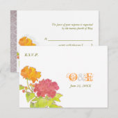 Monogrammed Peony Wedding RSVP Kaart (Voorkant / Achterkant)