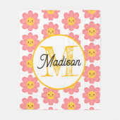 Monogrammed personalize flower fleece blanket deken (Voorkant)