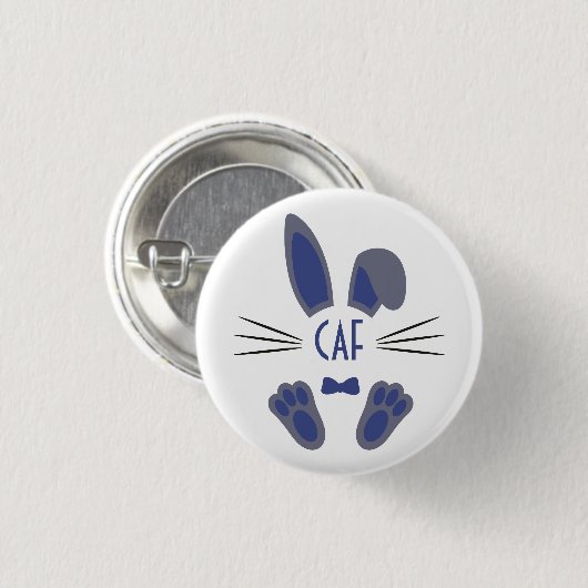 Monogrammed Personalized Easter Bunny in Blue Ronde Button 3,2 Cm (Voorkant /achterkant)
