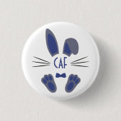 Monogrammed Personalized Easter Bunny in Blue Ronde Button 3,2 Cm (Voorkant)