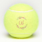 Monogrammed Personalized Floral Wreath Tennisballen (Achterkant)