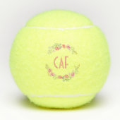 Monogrammed Personalized Floral Wreath Tennisballen (Voorkant)