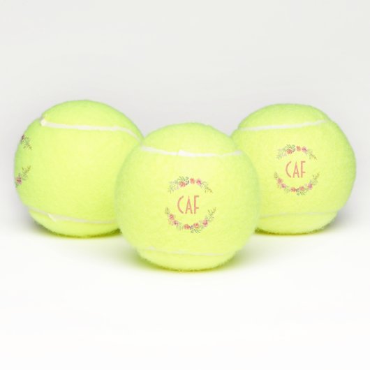 Monogrammed Personalized Floral Wreath Tennisballen (Multi)