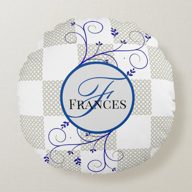 Monogrammed Personalized Round Sierkussen Rond Kussen (Voorkant)