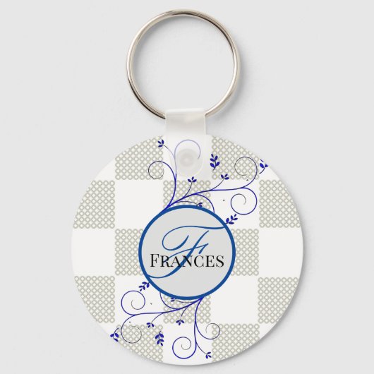 Monogrammed Personalized Round Sleutelhanger (Voorkant)