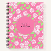 Monogrammed Personalized Shabby Chic Pink Floral Notitieboek (Voorkant)