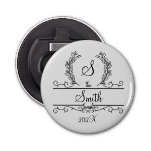 Monogrammed Persoonlijke Familienaam Button Flesopener