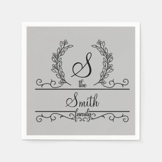 Monogrammed Persoonlijke Familienaam Servet (Voorkant)