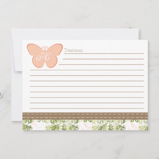 Monogrammed Perterfly Recipe Kaart (Achterkant)