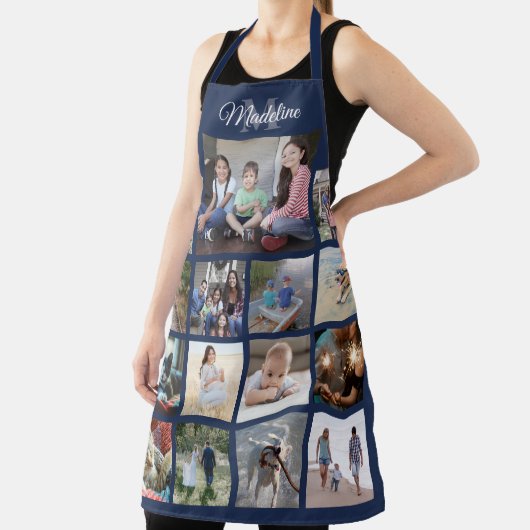 Monogrammed Photo Collage Grid Pattern Blue Schort (Insitu)