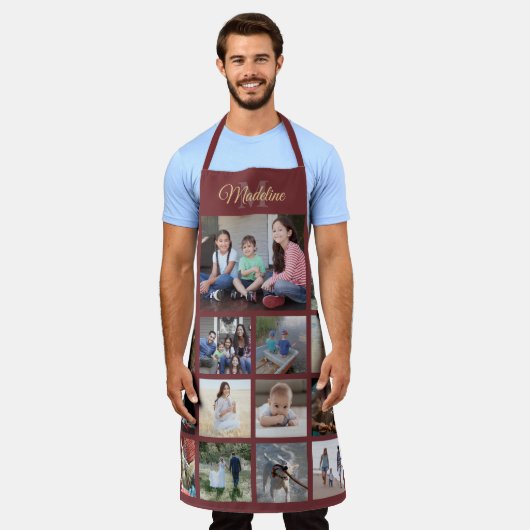 Monogrammed Photo Collage Pattern Burgundy & Gold Schort (Gedragen)