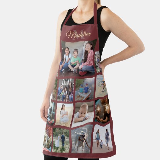 Monogrammed Photo Collage Pattern Burgundy & Gold Schort (Insitu)