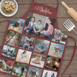 Monogrammed Photo Collage Pattern Burgundy & Gold Schort<br><div class="desc">Viel de eenvoudige vreugde van familie en vrienden met een elegant schort van de douanefoto collage. Als u de voorkeur geeft aan een achtergrond of tekst in andere kleuren dan bruine en goudkleurige kleuren, zie de instructies hieronder. (AFBEELDING PLACEMENT TIP: Een gemakkelijke manier om een foto precies te centreren hoe...</div>