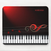 Monogrammed Piano en Red Clef Muismat (Voorkant)