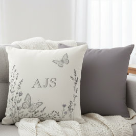Monogrammed Pillow – Elegant Botanical Butterflies Kussen