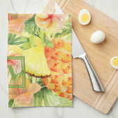 Monogrammed Pineappelbloemen Theedoek (Quarter Fold)