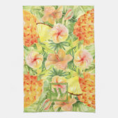 Monogrammed Pineappelbloemen Theedoek (Verticaal)