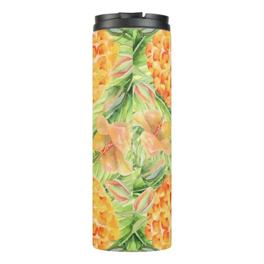 Monogrammed Pineapple Floral Thermosbeker (Achterkant)