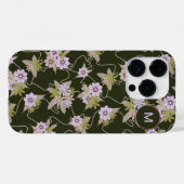 Monogrammed Pink and Black Floral Vines Case-Mate iPhone Case (Achterkant (horizontaal))