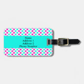 Monogrammed Pink and Blue Polka Dots Bagagelabel (Voorkant horizontaal)