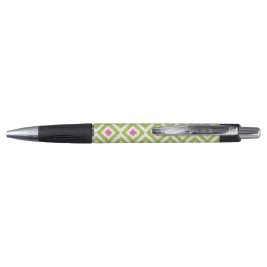Monogrammed Pink and Green Diamonds Ikat Pattern Pen (Achterkant)