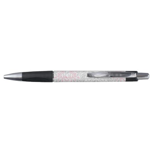 Monogrammed Pink and Grey Floral Damask Pen (Achterkant)