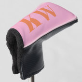 Monogrammed Pink and Orange Bold Initials Custom Golfheadcover (3/4 voorkant)