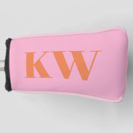 Monogrammed Pink and Orange Bold Initials Custom  Golfheadcover