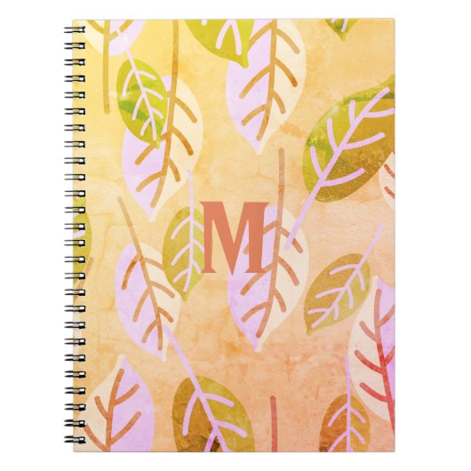 Monogrammed Pink and Sage Abstract Notitieboek (Voorkant)
