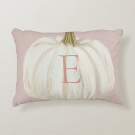 Monogrammed Pink and White Herfst Pumpkin Accent Kussen