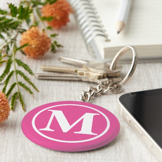 Monogrammed Pink BB Sleutelhanger (Zijkant)