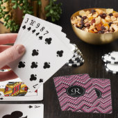 Monogrammed Pink Black Tribal Chevron Pattern Pokerkaarten (Insitu)