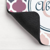Monogrammed Pink Blue Moroccan Lattice Pattern Muismat (Hoek)